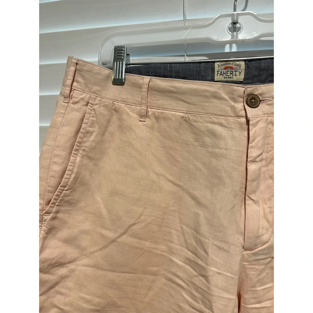 Faherty Brand Men's Shorts Size 34‎ Pink Linen Cotton Blend Casual